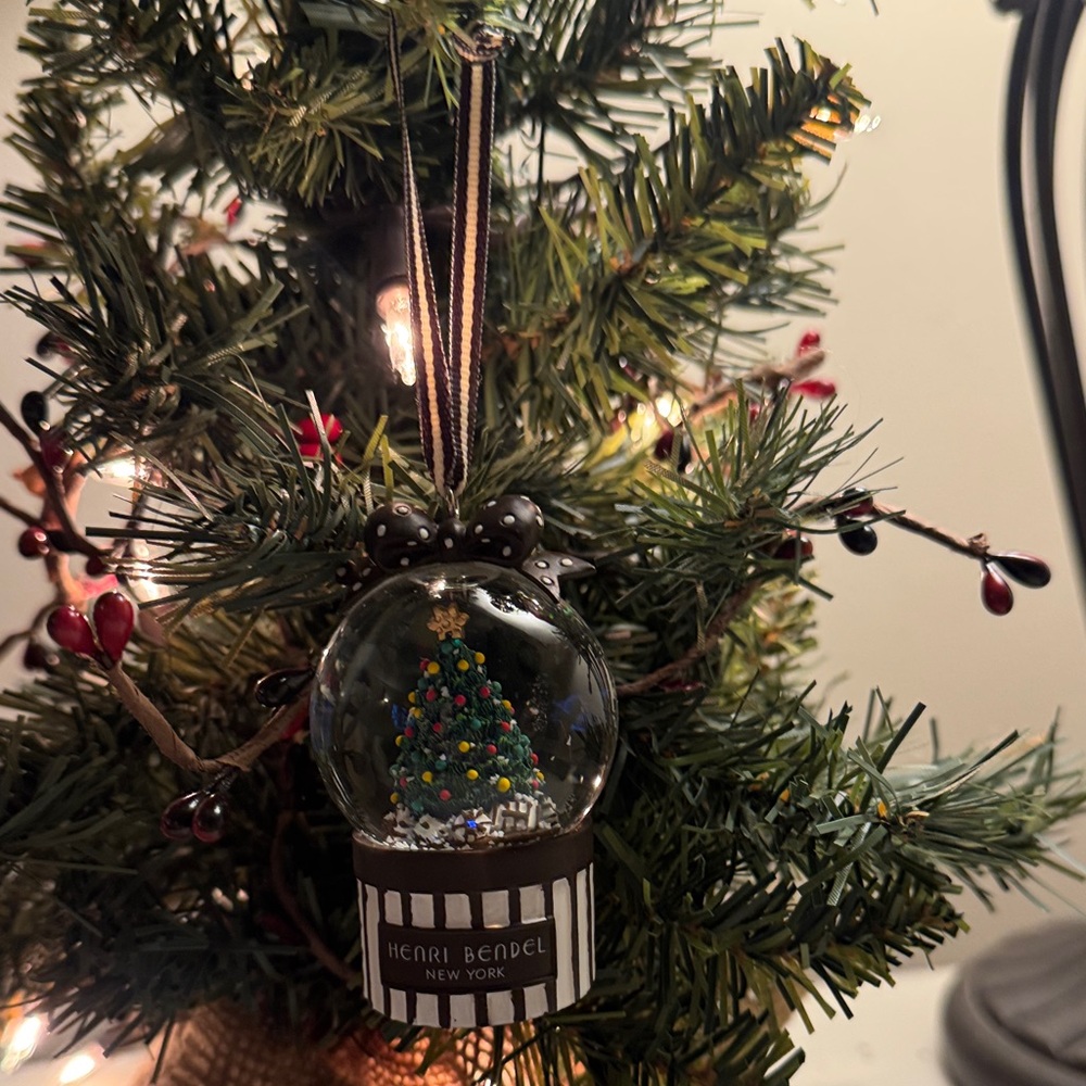 Henri Bendel Snow Globe Ornament with Colorful Tree